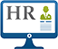 computer monitor with HR and a figure head on the screen
