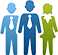 group of three silhouettes of people